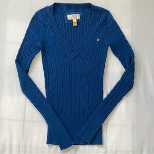 American Eagle Outfitters Deep Blue V-Neck Sweater